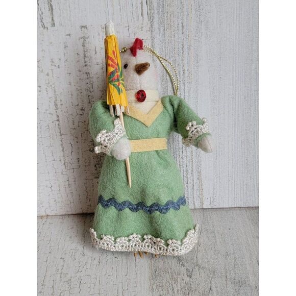 Kurt Adler Midwest Cannon vintage Easter chicken parcel felt ornament Xmas - Picture 1 of 5